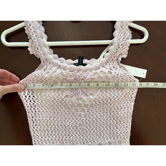 AQUA NWT Marled Crochet Boho Sleeveless Mini Dress in Lavender Purple Size XS - Picture 8 of 13